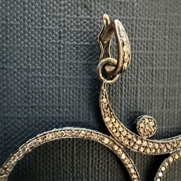 Natural Pave Diamond Large OHM Charm with Removable Diamond Bail - Picture 3 of 7